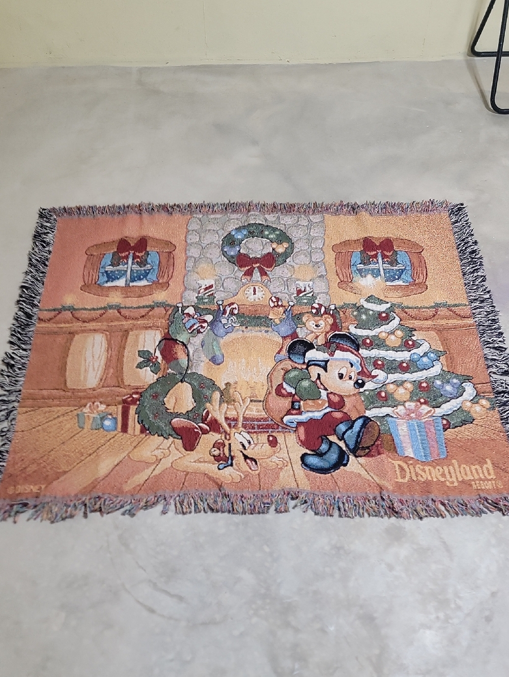 Disney Mickey Holiday Woven Throw - Tan, Green, Red, Blue